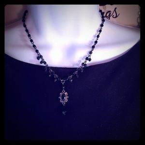 Women's vintage necklace with black beads
